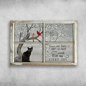 Retro Vintage Metal Plaque Black Cat and Cardinal Bird – Those We Love